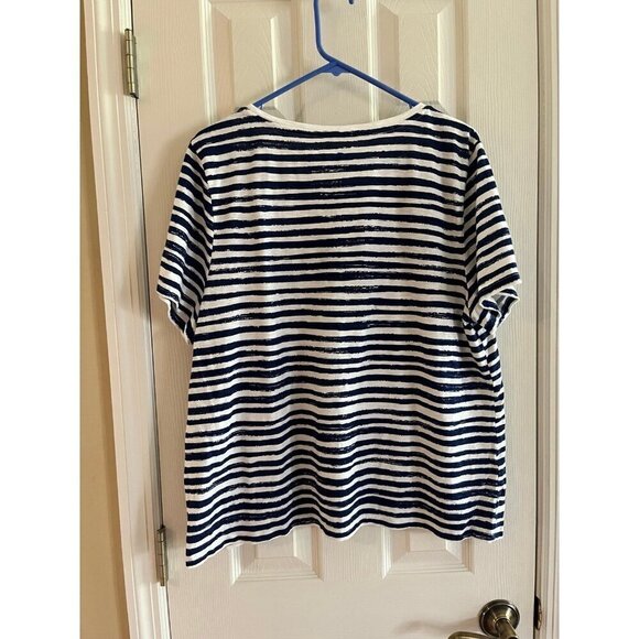 Talbots Striped Sequin Pineapple Tshirt - Picture 2 of 2